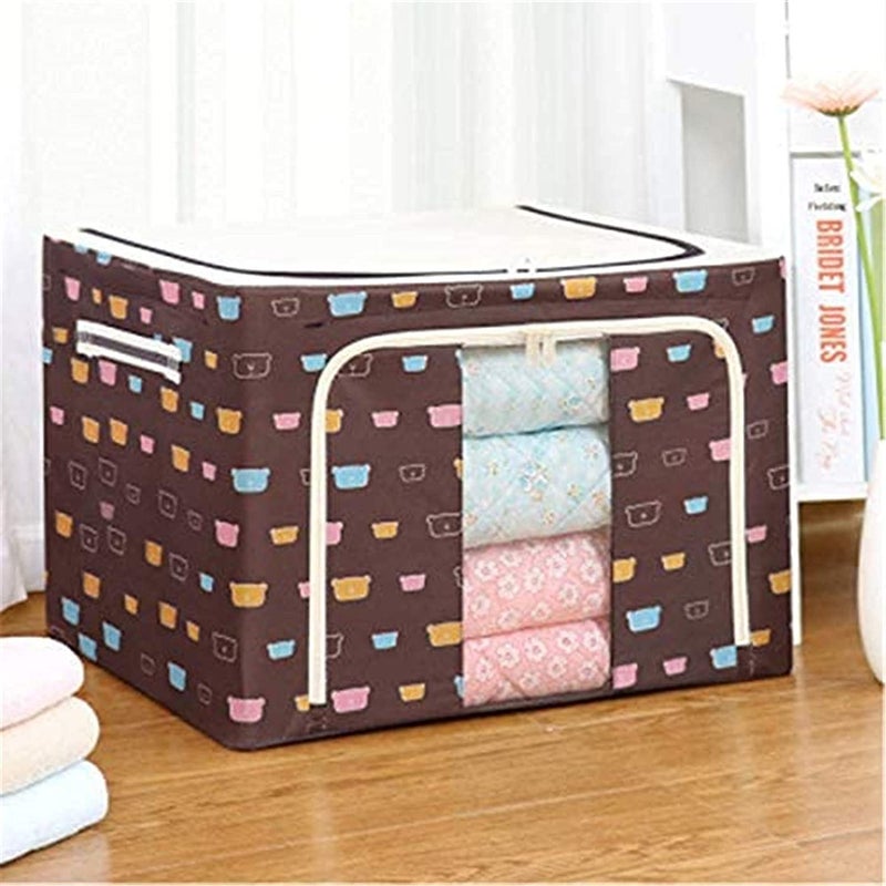 Asterin Sales Asterin Sales 1 Piece Durable Large Clothing Bedding Toys Storage Basket Bags Containers Organizers Storage Boxes with steel frame 66 Liter Multicolor - Image 1