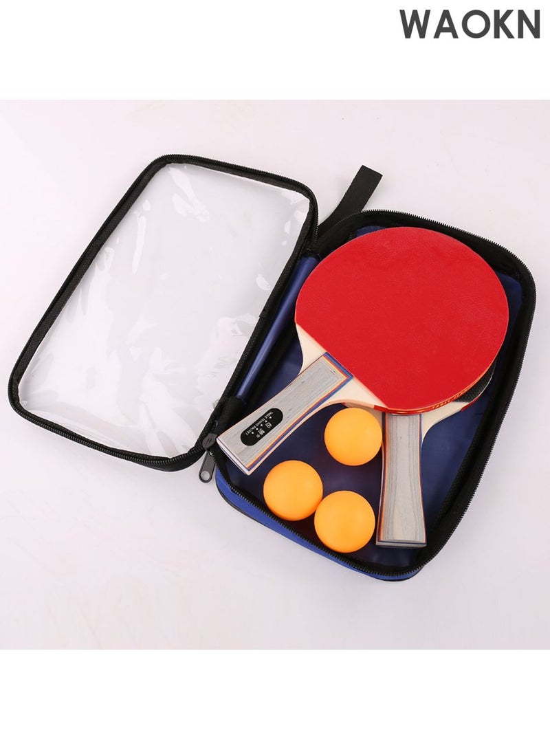 دبليو أيه أو كي أن مجموعة مضارب تنس الطاولة الأفقية عالية الأداء مع كرات تنس الطاولة الفاخرة مع حقيبة تخزين، مجموعة مضارب تنس الطاولة للاعبين للعب في الأماكن المغلقة والمفتوحة - Image 1