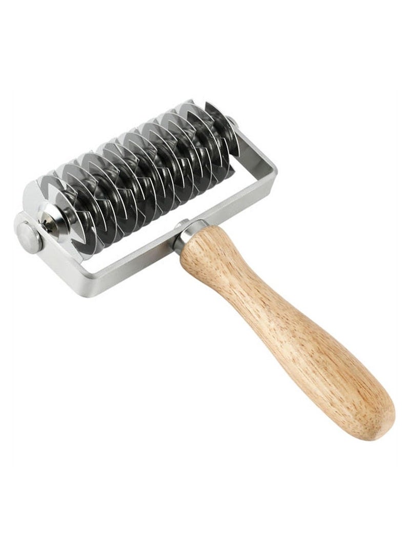 XiuWoo Stainless Steel Lattice Dough Roller Cutter, Pizza Cutter with Wood Handle, Cookie Pie Bread Pastry Crust Time-Saver Tool - Image 1