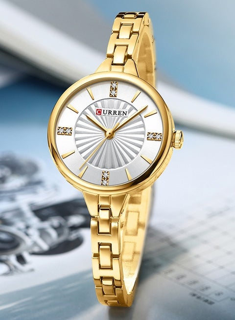 New CURREN Watch 9097, Women's Fashion Quartz Wrist Watch, Outdoor Leisure Round Metal Strap Watch