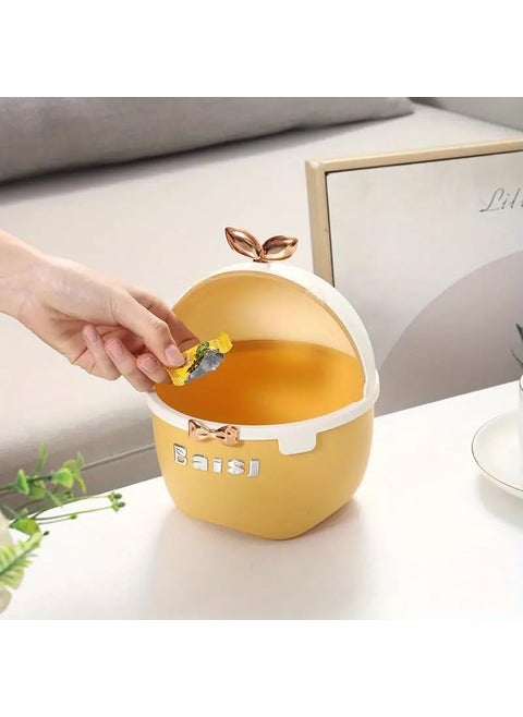 Meneflix Plastic Small Portable Table DustbinDesk Dustbin With Attached Lid And Swing Opening Mini Trash Bin Can Waster Bin For OfficeDesk Kitchen Bedroom MiniBin Multicolor