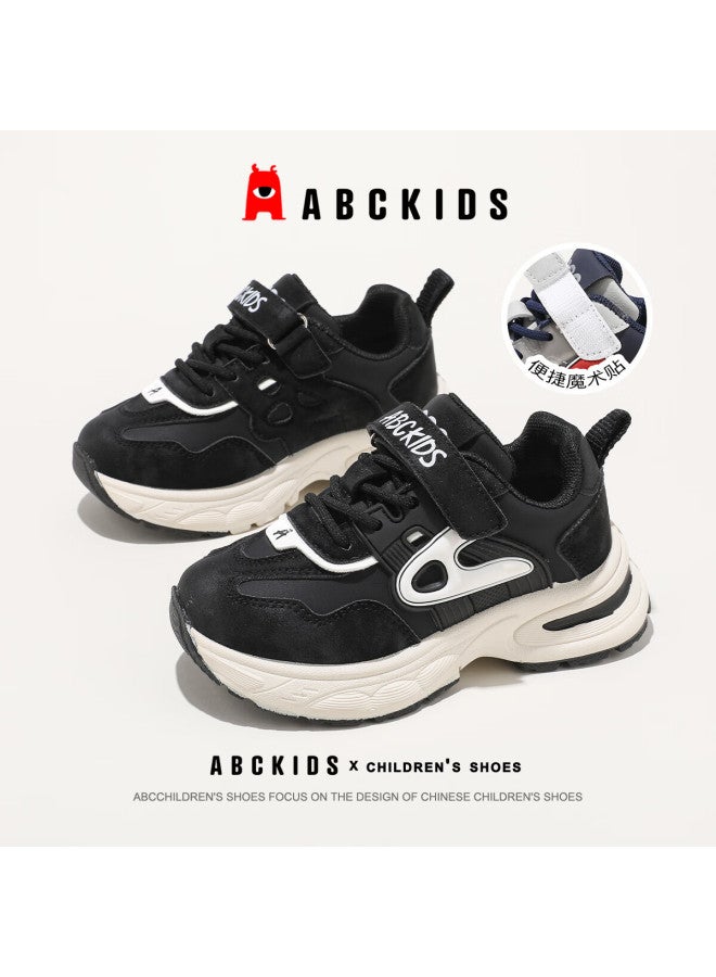 Abc Kids Kids Running Shoes Four Seasons Leather Thick Sole Boys Casual Shoes Sy533603666py Black Size 31 - Image 1