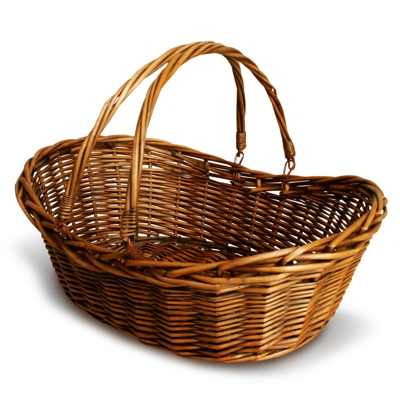 Wald Imports - Small Wicker Basket with Handle - Dark Brown Hand Woven Harvest Basket - Wicker Flower Basket for Storage, Picnics, Easter, Organizing, and More (14 x 5.5 inches) - Image 1