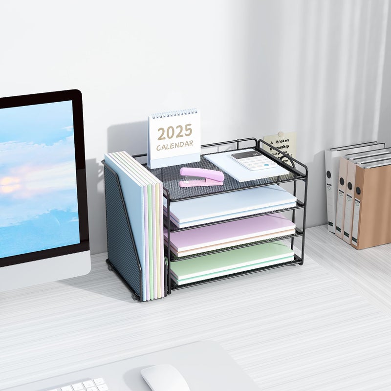 Spacrea Desk Organizers and Accessories, Paper Organizer for Desk with File organizer, Desk Accessories & Workspace Organizers for Catalog & Reference Racks (Black) - Image 4