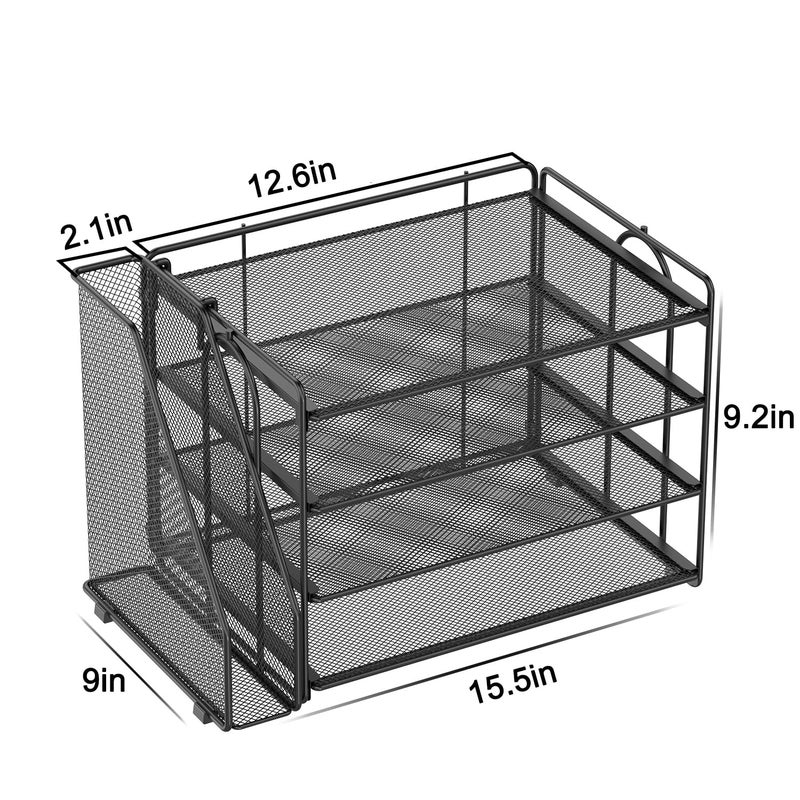 Spacrea Desk Organizers and Accessories, Paper Organizer for Desk with File organizer, Desk Accessories & Workspace Organizers for Catalog & Reference Racks (Black) - Image 5