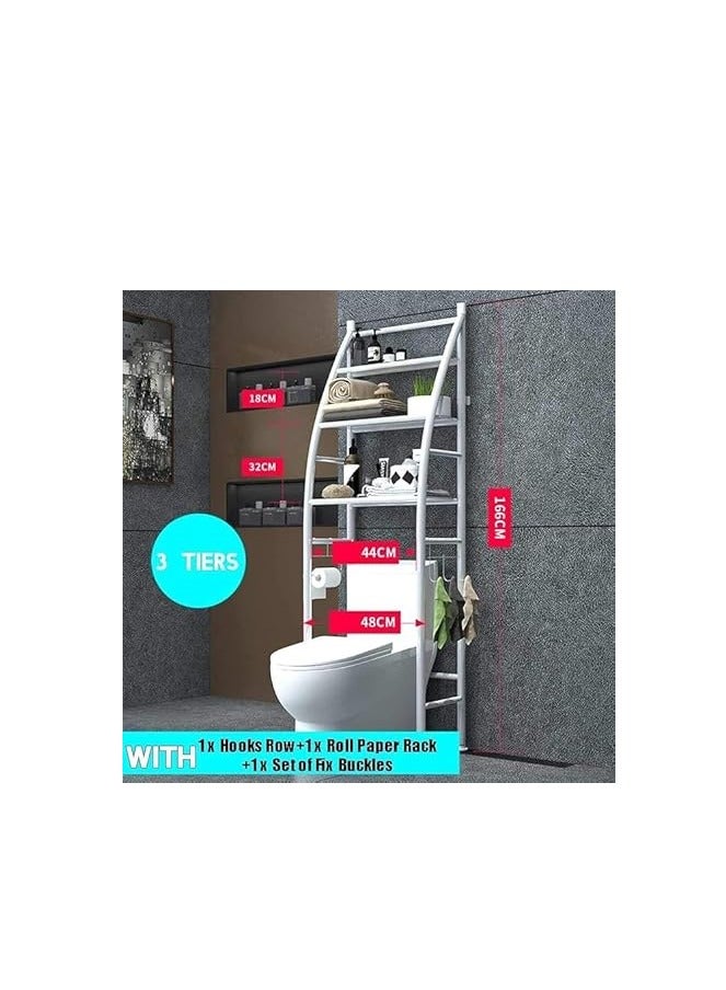 Toilet Rack 3 Shelf Towel Storage Rack Organizer Over The Toilet Bathroom Space Saver White - Image 4