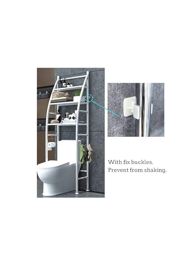 Toilet Rack 3 Shelf Towel Storage Rack Organizer Over The Toilet Bathroom Space Saver White - Image 3