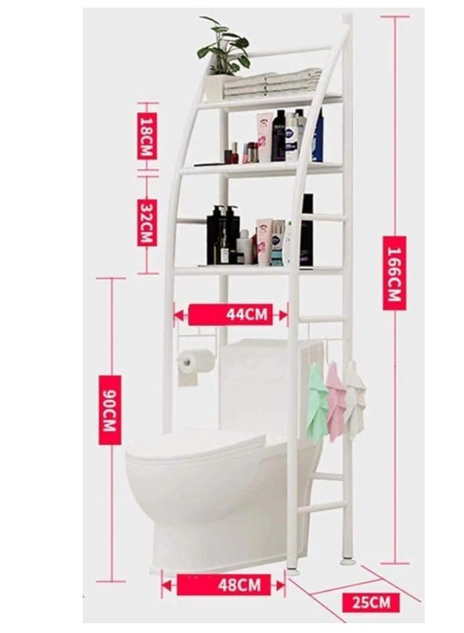 Toilet Rack 3 Shelf Towel Storage Rack Organizer Over The Toilet Bathroom Space Saver White - Image 2