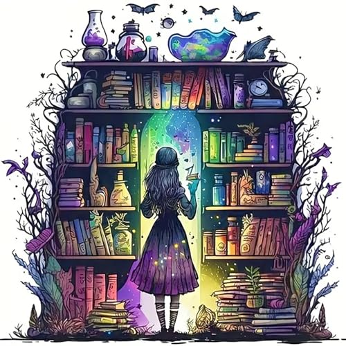 AIBOERL Diamond Art Kits for Adults,Magic Book 5D Diamond Painting Kits for Adults Beginners,DIY Full Round Drill Diamond Dot Painting Gem Art Kits for Adult, Home Wall Decor 14x14Inch - Image 1