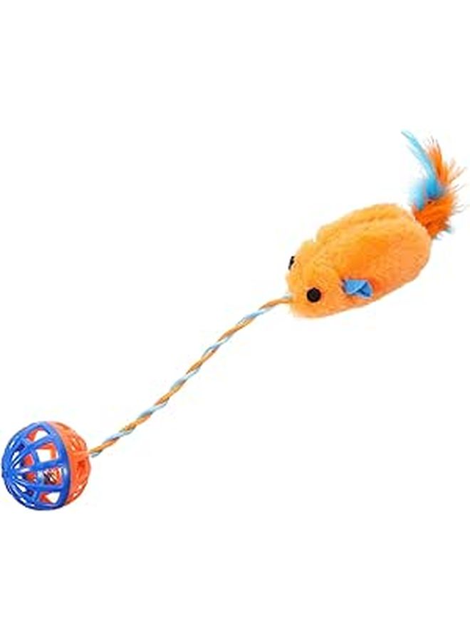 Orange Plush Cat Toy with Bell Bite Resistant Interactive Teaser Ball for Kitten Training Play - Image 1