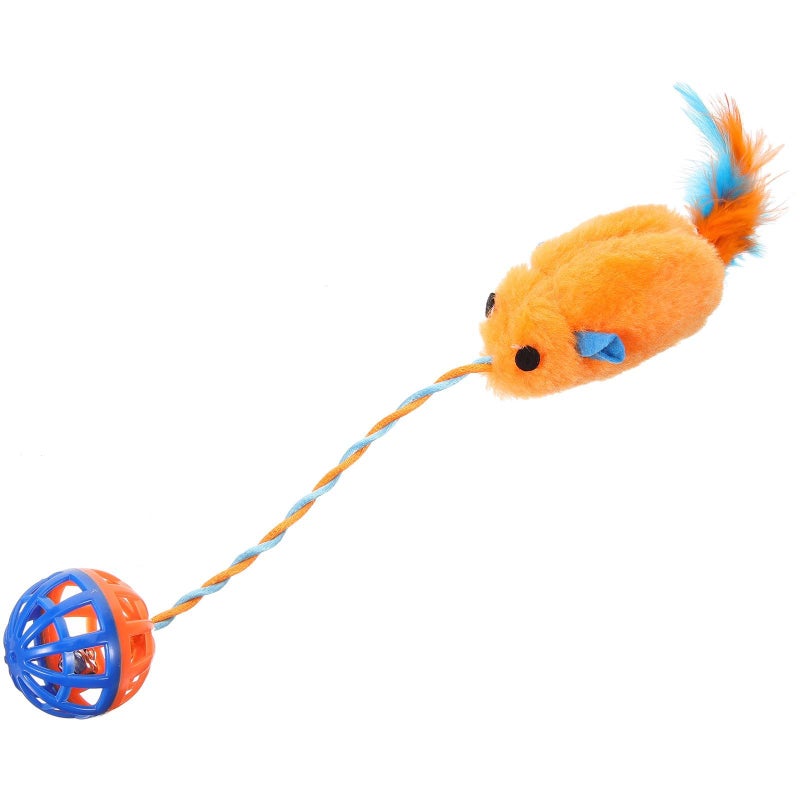 Orange Plush Cat Toy with Bell Bite Resistant Interactive Teaser Ball for Kitten Training Play - Image 2