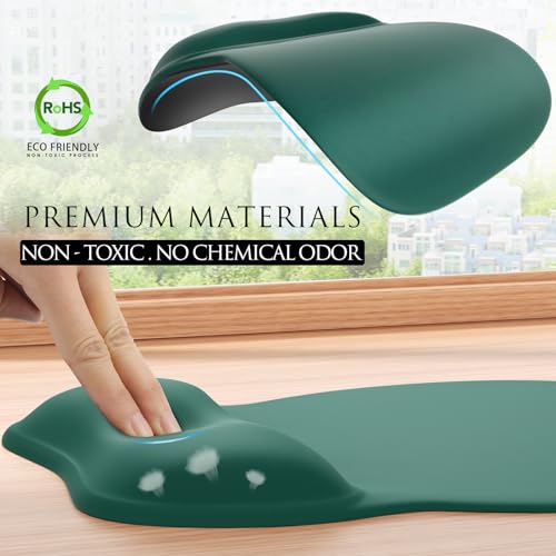 MROCO Ergonomic Mouse Pad with Gel Wrist Rest, Comfortable Mousepad with Smooth Wrist Support Surface and Non-Slip PU Base for Pain Relief, Computer, Laptop, Office & Home, 9.4 x 8.1 in, Forest Green - Image 5