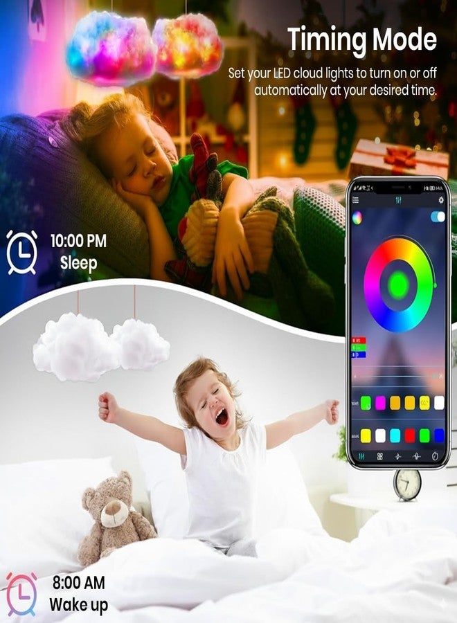 TECPHILE 3D DIY Cloud Light RGBIC Ceiling Kit - App & Remote Music Sync, 16M Colors Thunderstorm Effect, USB Powered Cotton Cloud LED Strip Lamp for Bedroom Gaming Room Insta Decor - Image 3