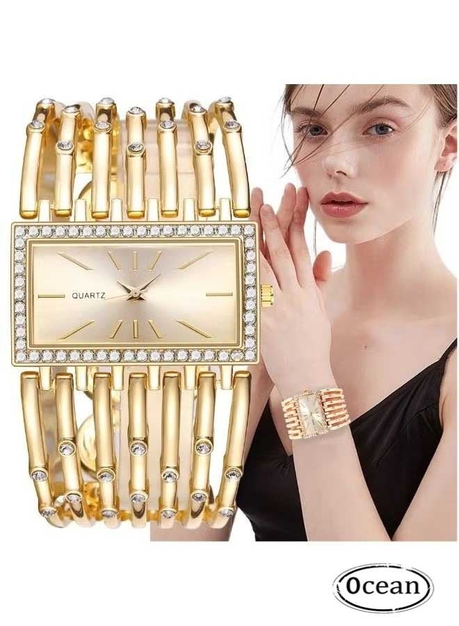 Ocean Women's Diamond Inlaid Quartz Watch, High-End Fashion, Simple And Casual, Accurate Timing, Suitable For Giving Gifts To Oneself And Friends - Image 1