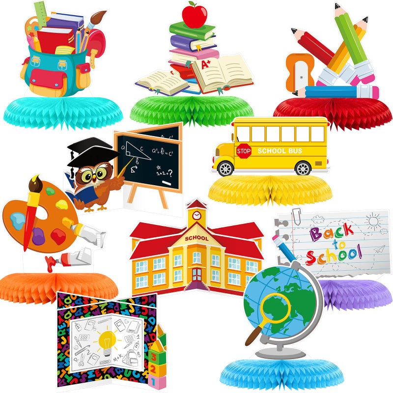 Epakh 10 Pieces Back to Table Centerpieces Bus Table Decorations Chalkboard Honeycomb Centerpieces Back to Party Decorations for Decor - Image 3