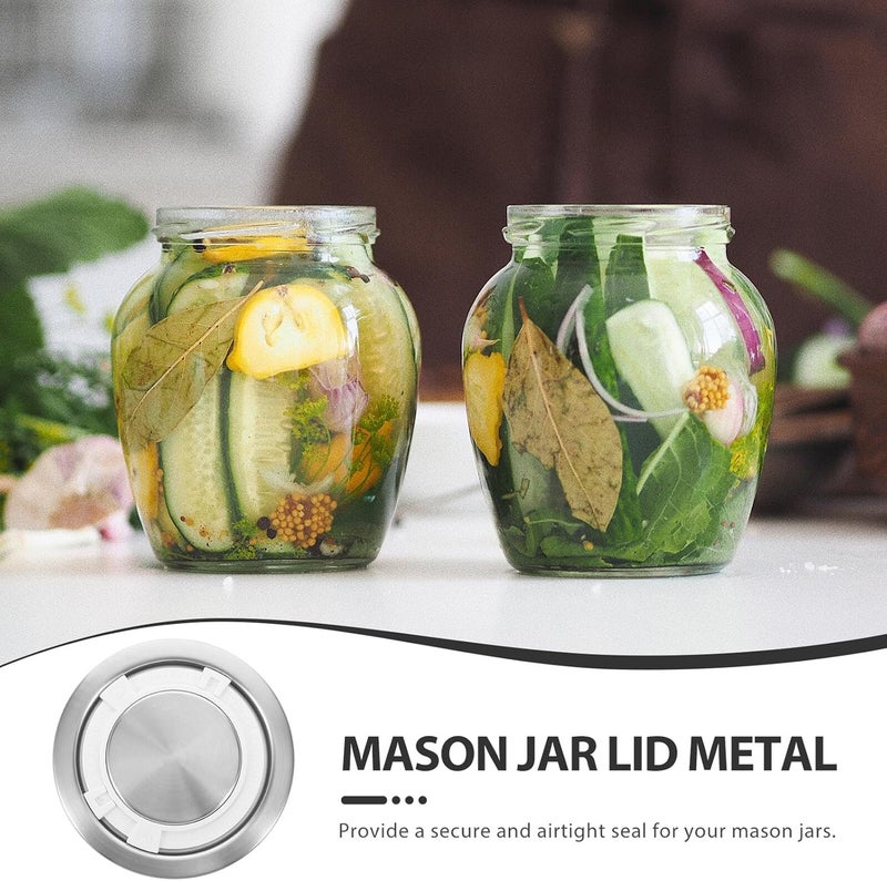 POPETPOP Stainless Steel Mason Jar Lid for Regular Mouth Canning, Leakproof Airtight Replacement Lid for Glass Containers, Sturdy Metal Cover Suitable for Home Canning and Food Storage - Image 3
