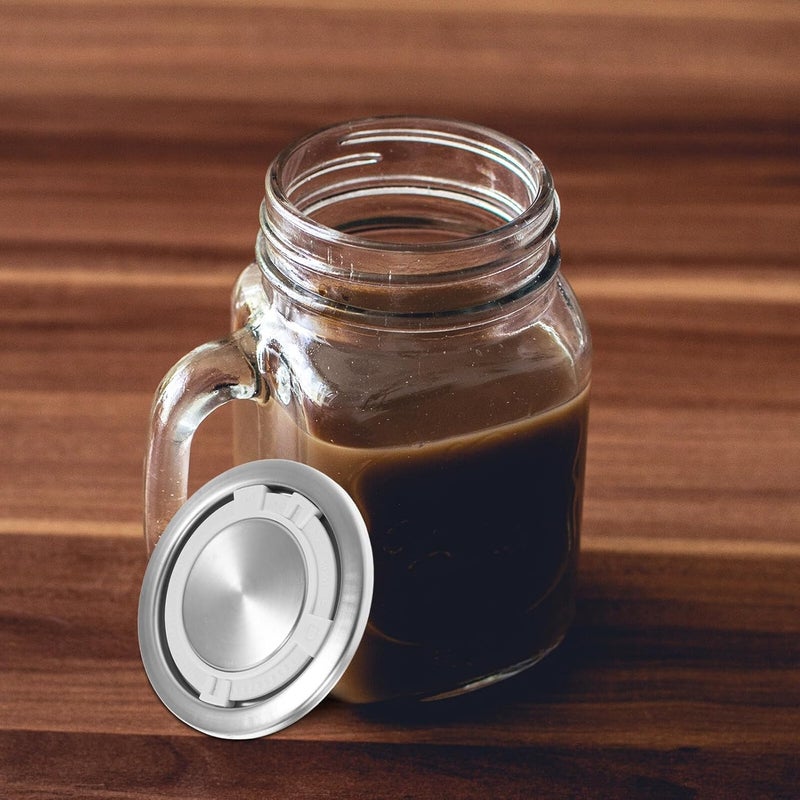 POPETPOP Stainless Steel Mason Jar Lid for Regular Mouth Canning, Leakproof Airtight Replacement Lid for Glass Containers, Sturdy Metal Cover Suitable for Home Canning and Food Storage - Image 4
