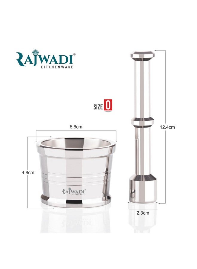 RAJWADI طقم هاون ومدقة من الفولاذ المقاوم للصدأ الثقيل راجوادى | خلاط توابل | خلطة | أوكلي موسال | خال | إمام داتا للمطبخ (0-65x50 مم : 480 جرام) - Image 2