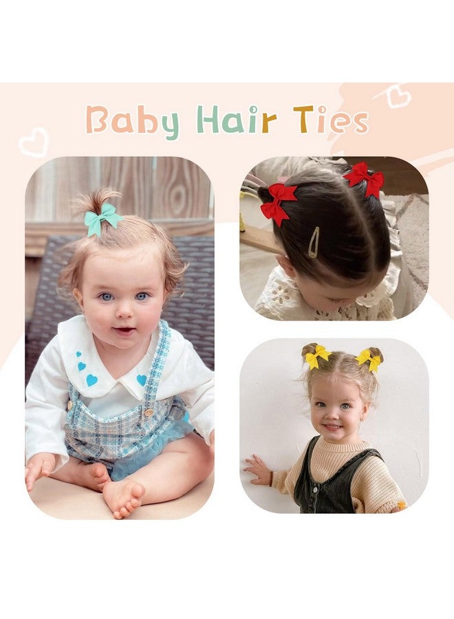 OAOLEER 40PCS 2 Inches Baby Hair Ties, Toddler Hair Ties with Bows, Elastic Ponytail Holders Mini Small For Baby Girls Infants - Image 3