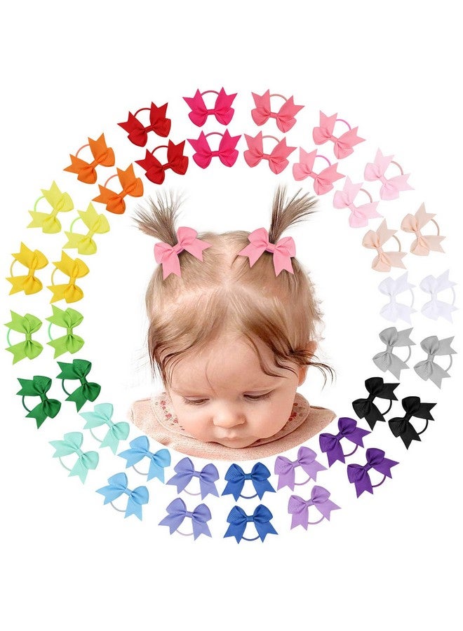 OAOLEER 40PCS 2 Inches Baby Hair Ties, Toddler Hair Ties with Bows, Elastic Ponytail Holders Mini Small For Baby Girls Infants - Image 1