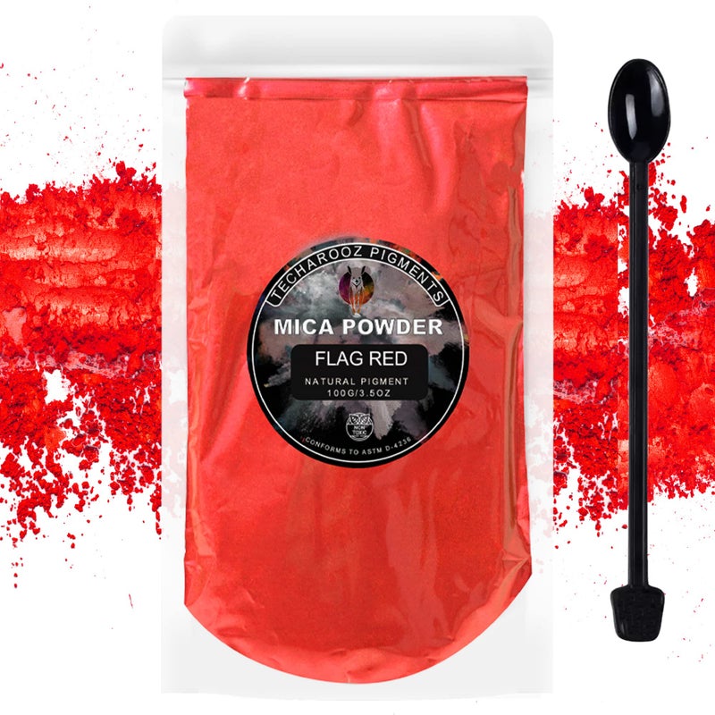 TECHAROOZ Flag Red Mica Powder For Epoxy Resin 100G / 3.5Oz. Sealed Bag - Techarooz 2 Tone Resin Dye Color Pigment Powder For Lip Gloss  Nails  Colorant For Slime Bath Bombs Soap Making & Polymer Clay - Image 1
