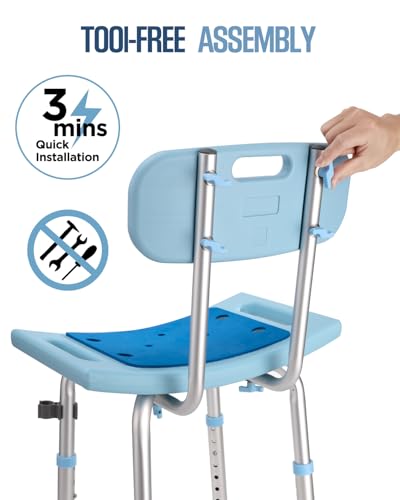 Brosive Shower Chair with Back for Elderly SeniorsShower Stools and Benches for AdultsBath Chair Shower Benches for The DisabledShower SeatsBlue Tub Chair - Image 5