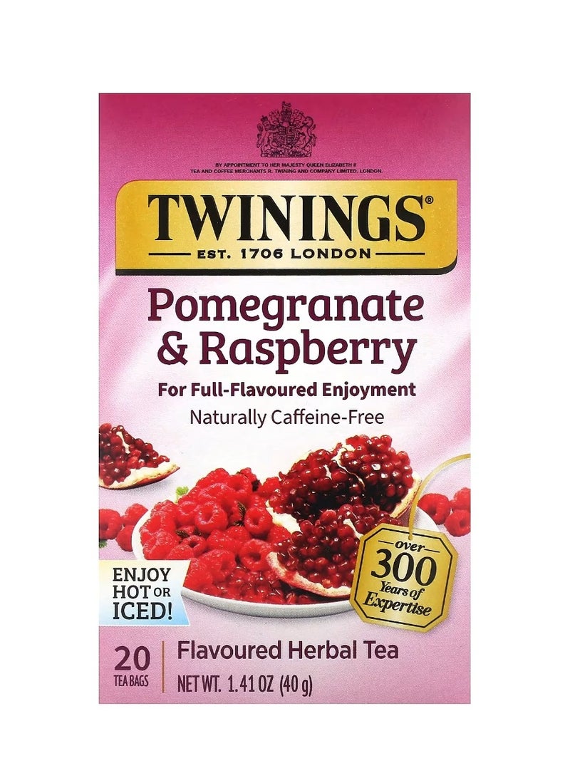 تويننجز شاي الأعشاب المنكهة بالرمان والتوت، خالي من الكافيين 20 كيس شاي 1.41 أونصة (40 جم) - Image 1