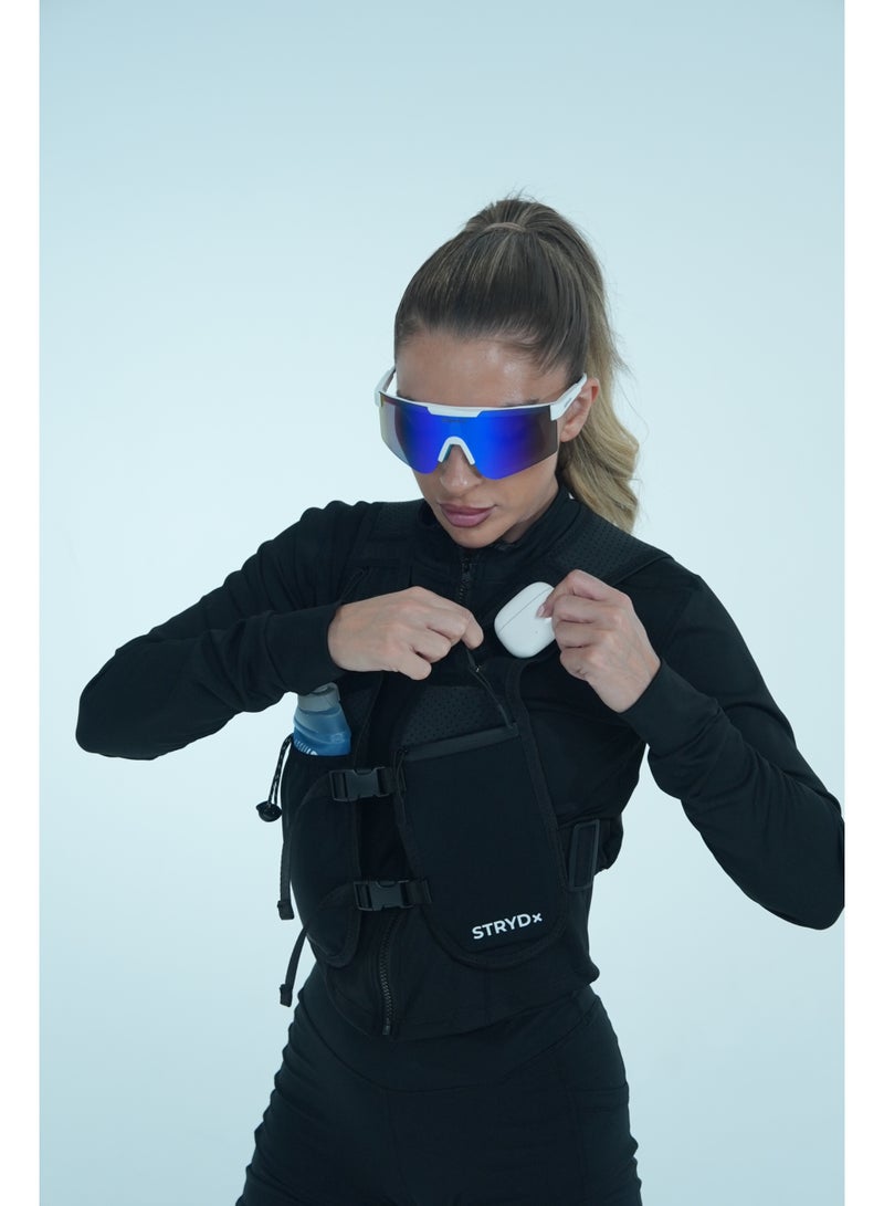 STRYDx Hydration Vest. Stay fueled and focused on your run, hike, or ride with this lightweight hydration vest. Designed for comfort and performance, it features multiple storage pockets for essentials, adjustable straps for a secure fit, and a built-in hydration bladder compartment to keep water easily accessible.   One 500ml Soft Flask included. - Image 2