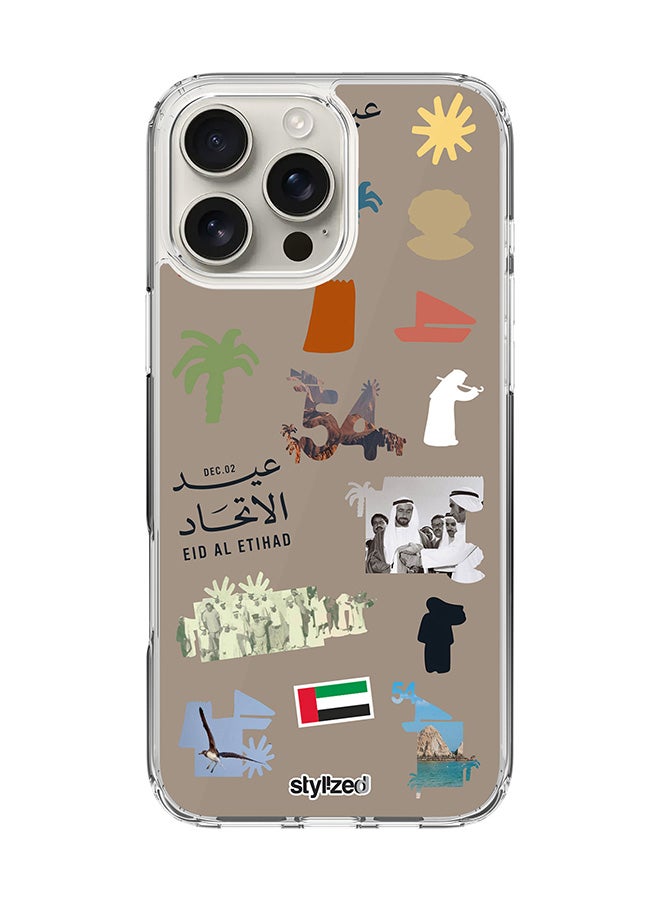 Stylizedd for iPhone 16 Pro Max Case [Compatible with MagSafe] Slim Magnetic cover Clear Phone Case - Eid Al Etihad 54th UAE National Day, Warm Grey - Image 1