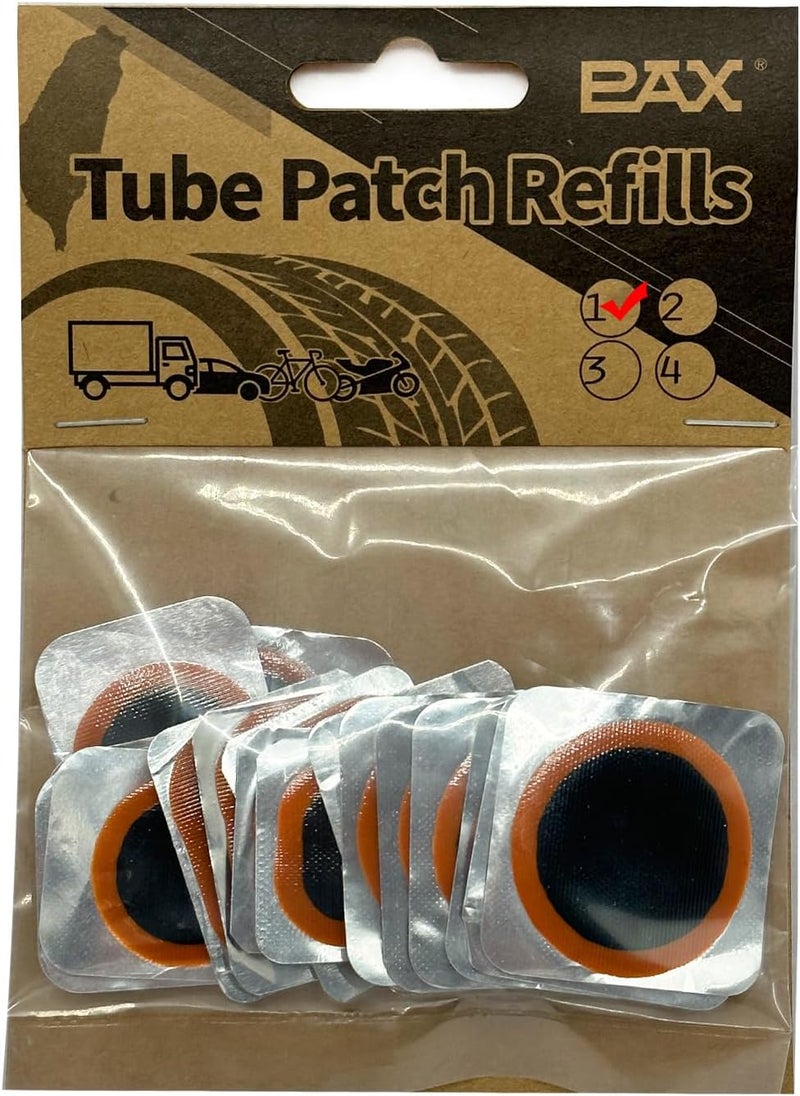 PAX 18 Pcs Inner Tube Patch Refills, 6Pcs 25mm dia, 6Pcs 32mm dia, 6Pcs 24x35mm. Puncture Flat Tire Repair Patch Kit for Bicycle, Motorcycle, Scooter, BMX, ATVs, River Floating, Inflatable Rubber (18) - Image 1