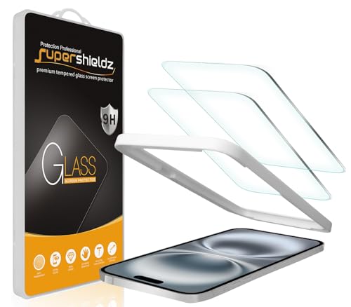 Supershieldz 2 Pack Designed for iPhone 16 PlusiPhone 15 Plus 67 inch Tempered Glass Screen Protector with Easy Installation Tray Anti Scratch Bubble Free - Image 1