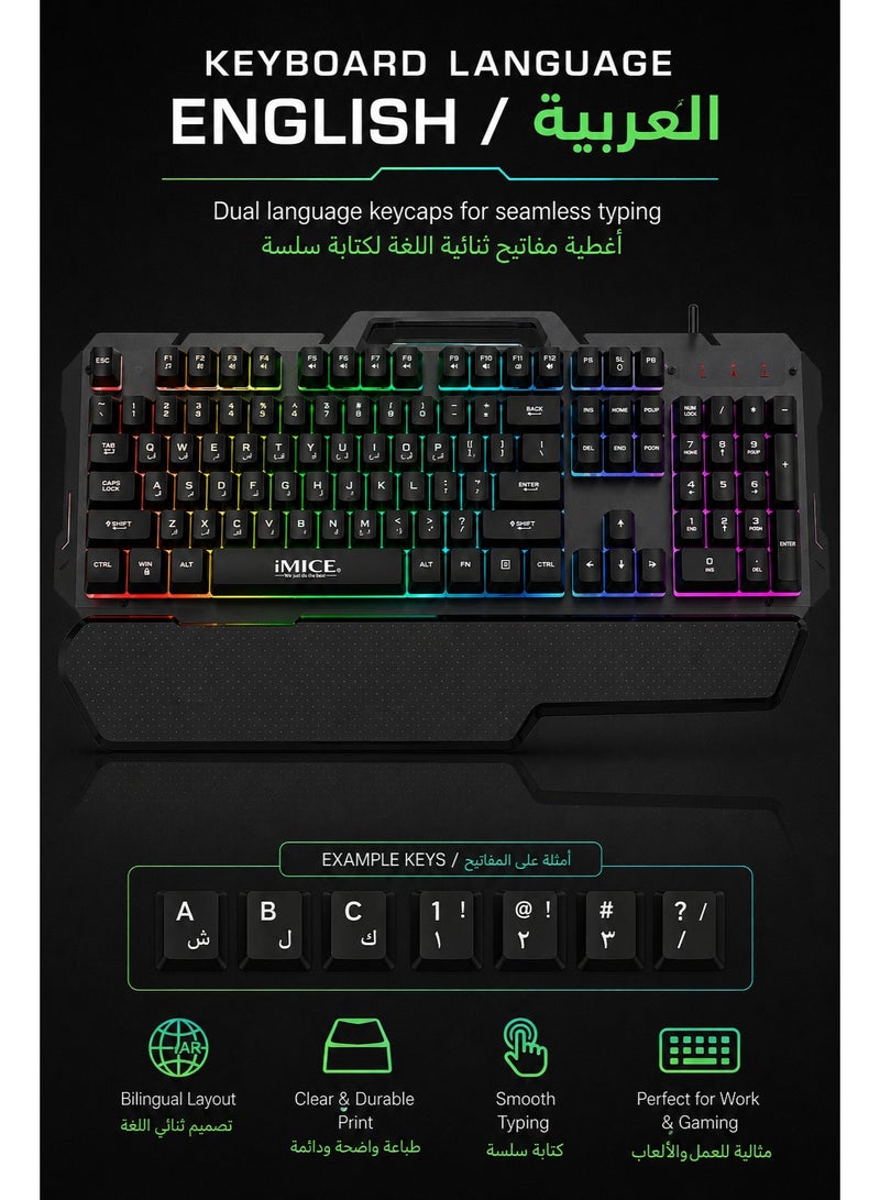 iMICE GK450 High Quality 4 in 1 Gaming Combo Pack RGB Keyboard Mouse Headset Mouse Pad Wired Set for PC Laptop - Image 4