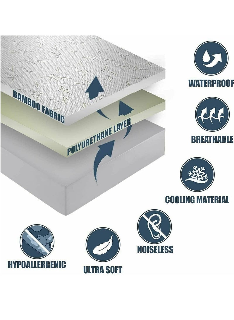Zaprus Luxury Bamboo Waterproof Mattress Protector – Ultra-Tech Cooling, Hypoallergenic safe, Noiseless, Breathable & Fitted Sheet Style with Stretchable 35cm Deep Pockets - 230 GSM.  - Image 3