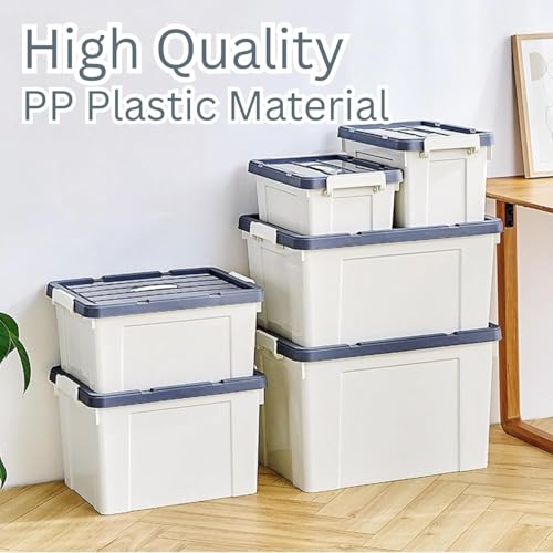 Ash  Roh Ash & Roh Multi-Size Plastic Storage Boxes with Secure Latching Lids, Stackable Storage Boxes for Home Organization, Bedroom, Kitchen, or Utility Room (pack of 3, Large - 51cm X 339cm X 27cm) - Image 4