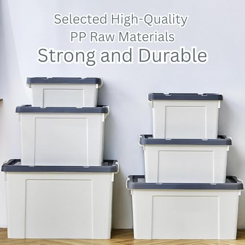 Ash  Roh Ash & Roh Multi-Size Plastic Storage Boxes with Secure Latching Lids, Stackable Storage Boxes for Home Organization, Bedroom, Kitchen, or Utility Room (pack of 3, Large - 51cm X 339cm X 27cm) - Image 5