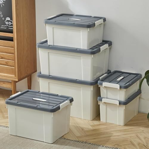 Ash  Roh Ash & Roh Multi-Size Plastic Storage Boxes with Secure Latching Lids, Stackable Storage Boxes for Home Organization, Bedroom, Kitchen, or Utility Room (pack of 3, Large - 51cm X 339cm X 27cm) - Image 3