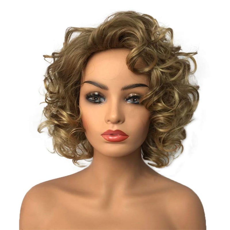 Aimole Women Synthetic Wig Natural Mid length Curly Hair Blonde Wigs