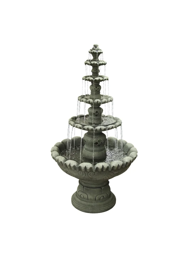serene 6-Tier High Quality Polyresin Freestanding Water Fountain without Light Grey 77 x 110 x 112.5 cm, MZ13803GA