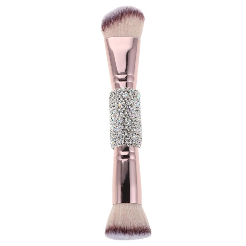 VILLCASE Dual-ended Makeup Brush with Soft White Bristles for Foundation, Powder, Blush, and Contouring – Single Cosmetic Brush for Face Makeup Application and Blending - Image 1