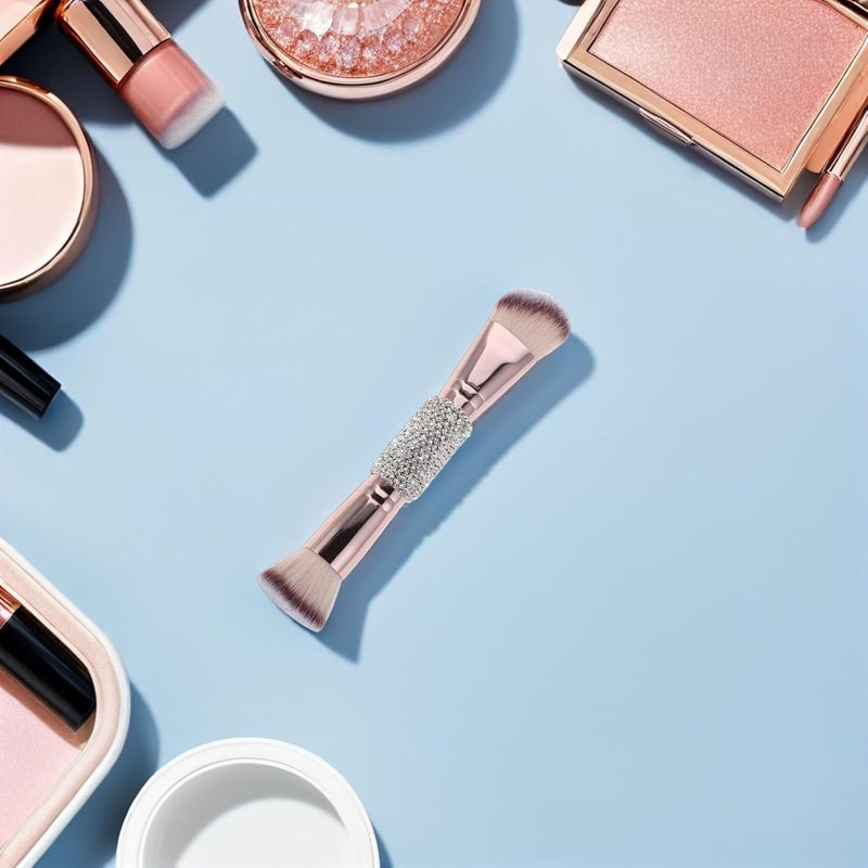 VILLCASE Dual-ended Makeup Brush with Soft White Bristles for Foundation, Powder, Blush, and Contouring – Single Cosmetic Brush for Face Makeup Application and Blending - Image 4