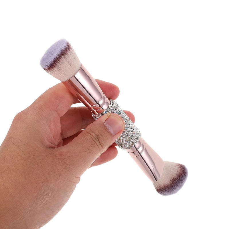 VILLCASE Dual-ended Makeup Brush with Soft White Bristles for Foundation, Powder, Blush, and Contouring – Single Cosmetic Brush for Face Makeup Application and Blending - Image 3