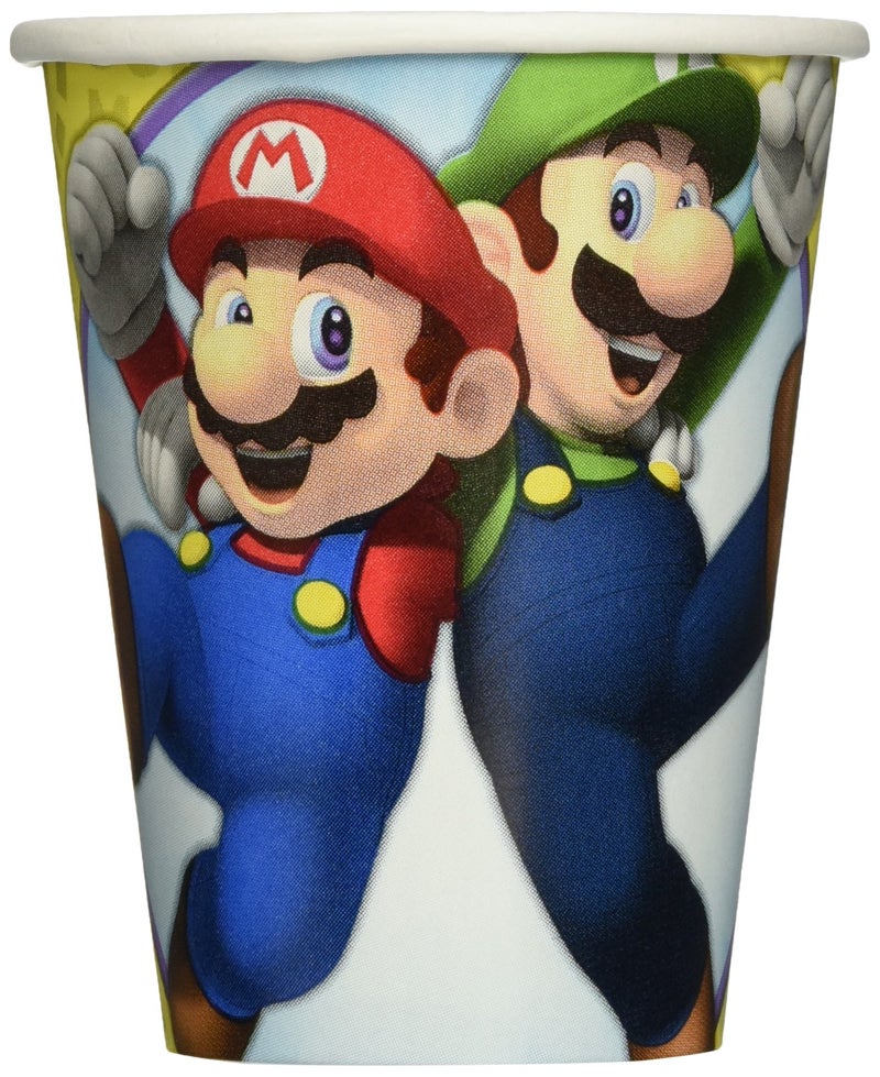 Amscan Vibrant Multicolored Super Mario Brothers Paper Cups 9 oz KidFriendly EcoFriendly Featuring Everyones Favorite Characters