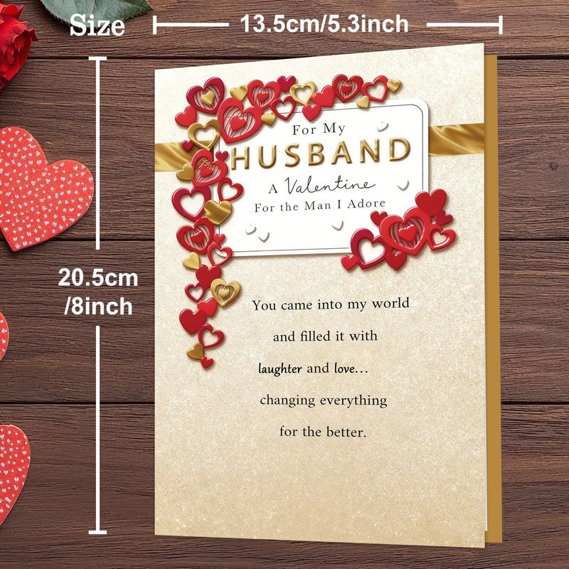 Smithtuy Valentines Day Card for Husband,Valentines Day Cards Gifts for Him,Valentines Card for Husband Men with Luxury Gold Red Heart Design - Image 3