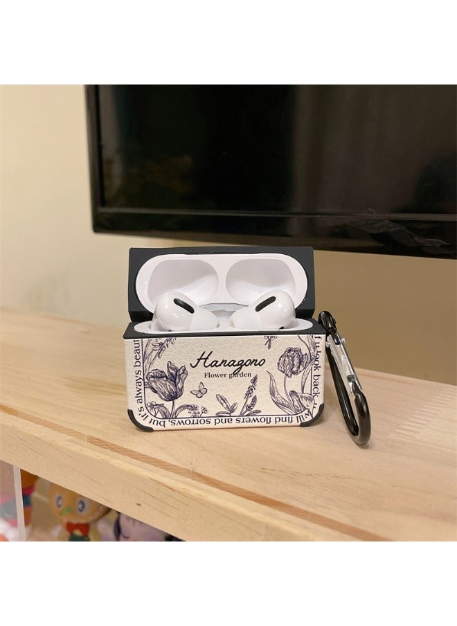 Generic - French Black and White Rose Pattern Protective Case Cover for Apple AirPods Pro for Men Women - Image 1
