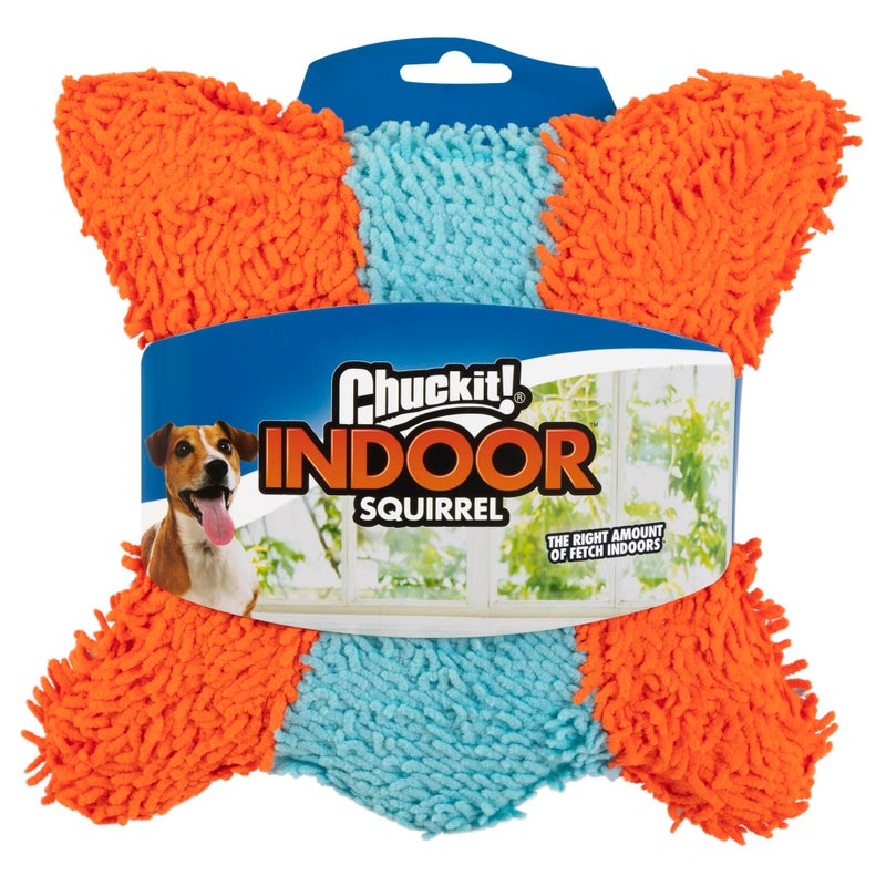 Chuckit! Indoor Fetch Squirrel Toy for Dogs - Interactive Dog Toys for Boredom, Orange and Blue - Image 1