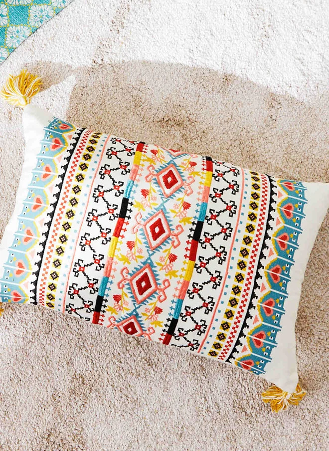 Pixel paisley Cushion Cover 30x50cms Ivory