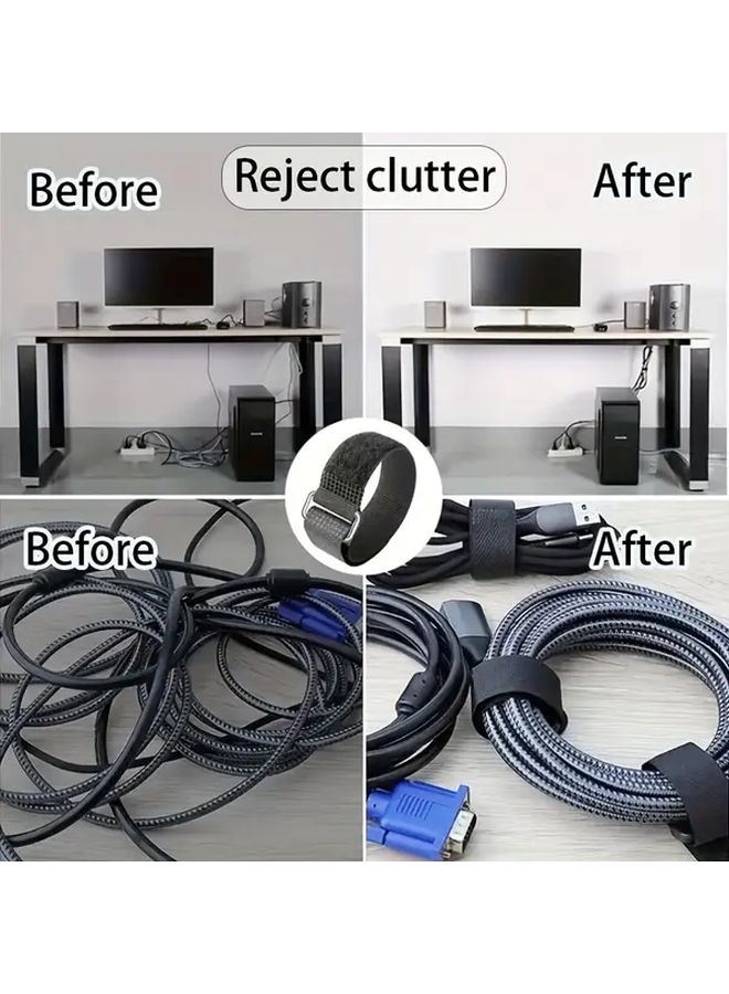 Reusable Cable Management Tape 19.69inch Sturdy Functional Cable Ties With Buckles And Reverse Ties - Image 1