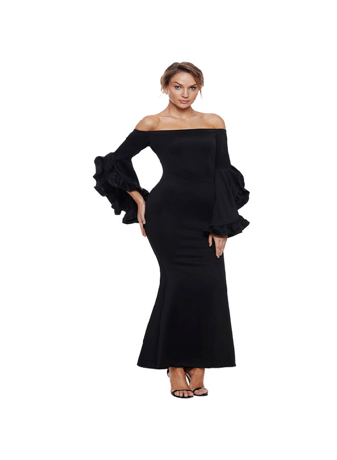 فاشون جروب فستان نسائى طويل ليلة الحنة دون اكتاف و اكمام واسعة