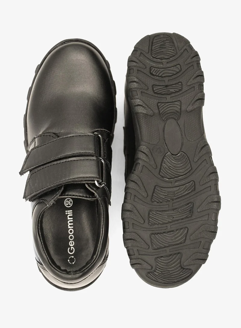 Geoomnii Black Boys School Shoes – Durable Black Formal Uniform Footwear for Kids | Anti-Slip Sole, Cushioned Insole, Easy Closure | Ideal for Daily Use & School Activities for Men | Best Price UAE
