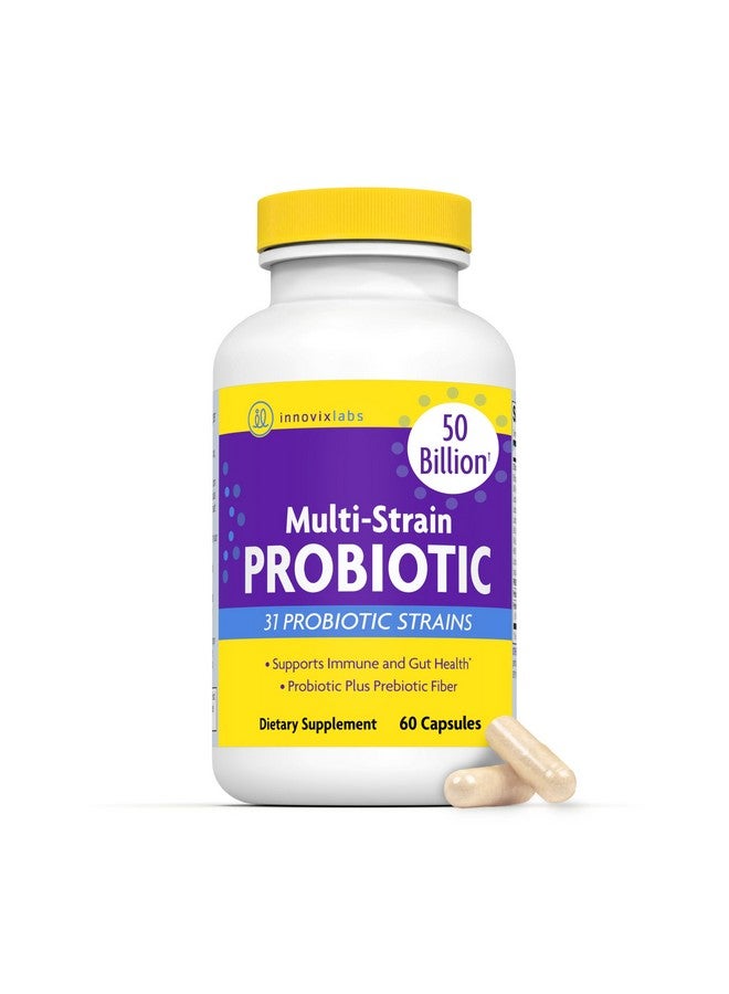 InnovixLabs Multi-Strain PROBIOTIC (by InnovixLabs). Broad Spectrum - 26 Diverse Probiotic Strains. 10,000,000,000 Live Cultures at Expiration. Gluten-free. 60 Delayed-Release Tablets. - Image 1
